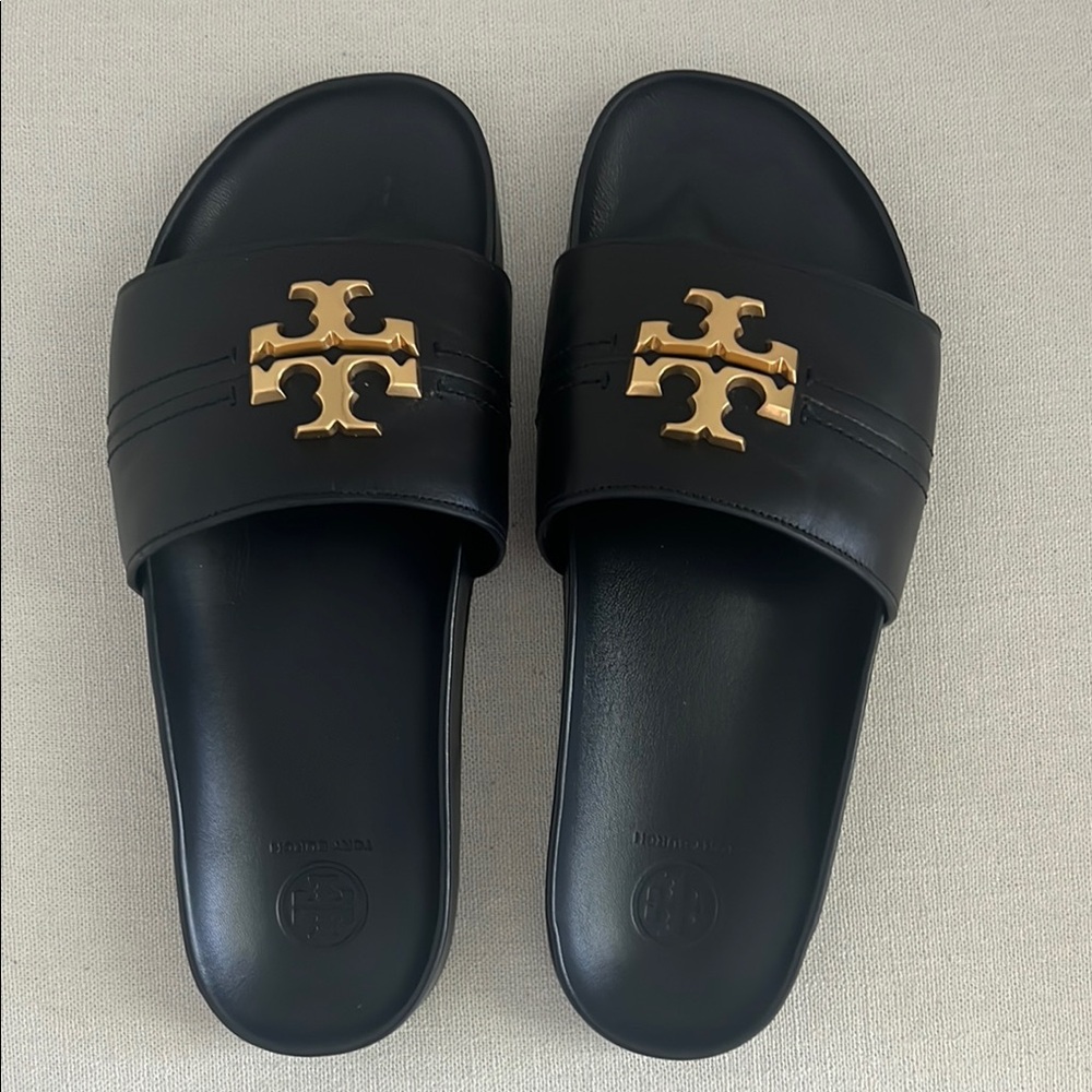 Tory Burch Black Everly Anatomic Cloud Slides 9.5